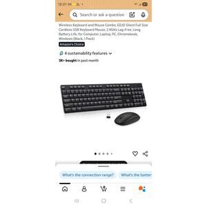 Wireless Keyboard & Mouse Combo, Silent Cordless USB , 2.4GHz (Black, 1 Pack)